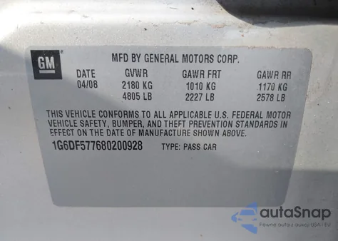 2008 Cadillac Cts Standard from USA, damaged, VIN 1G6DF577680200928